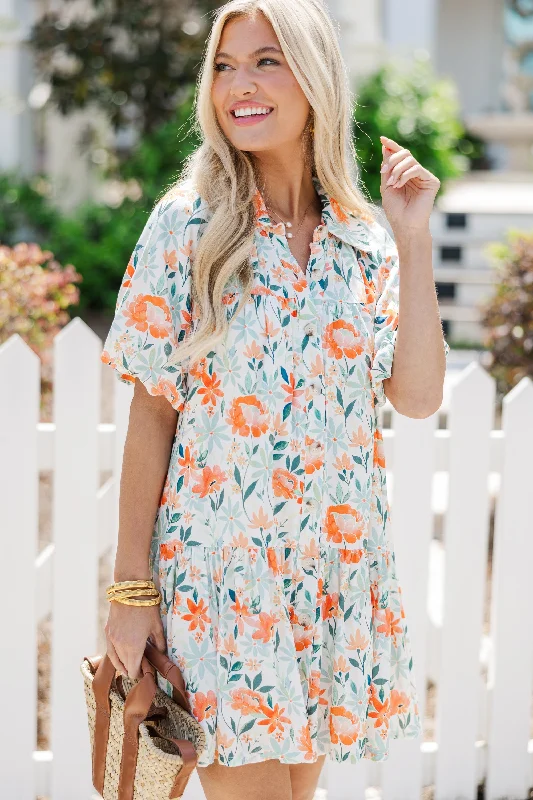 Feminine Soft - Hued Styles Make It Happen Orange Floral Dress