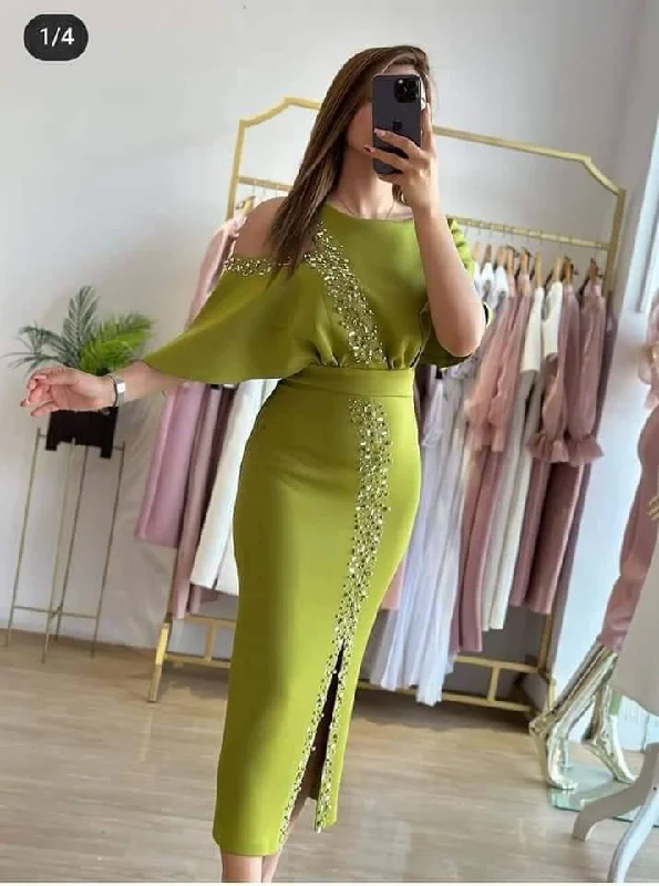 End - Of - Month Blowout Chic Green Midi-length Prom Dress Fashion Party Gown  Y5660