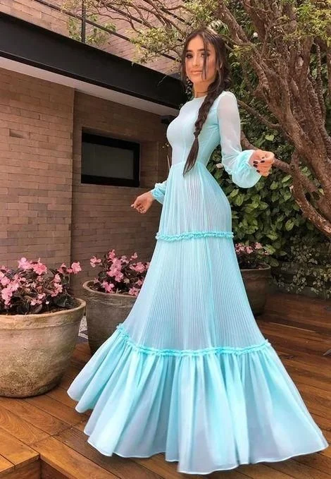 Flash Deals Chiffon Long Sleeves Prom Dresses       S690