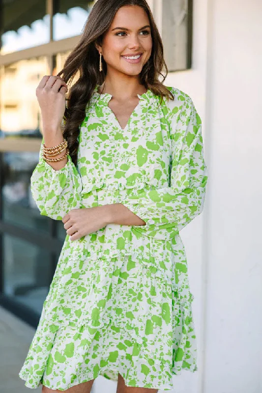 Fashion Sale All That You Know Apple Green Floral Dress