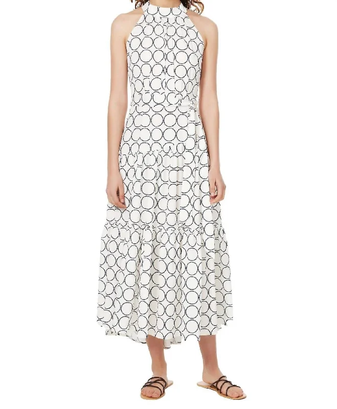 Wardrobe Update Gretta Midi Dress In Ivory Circles