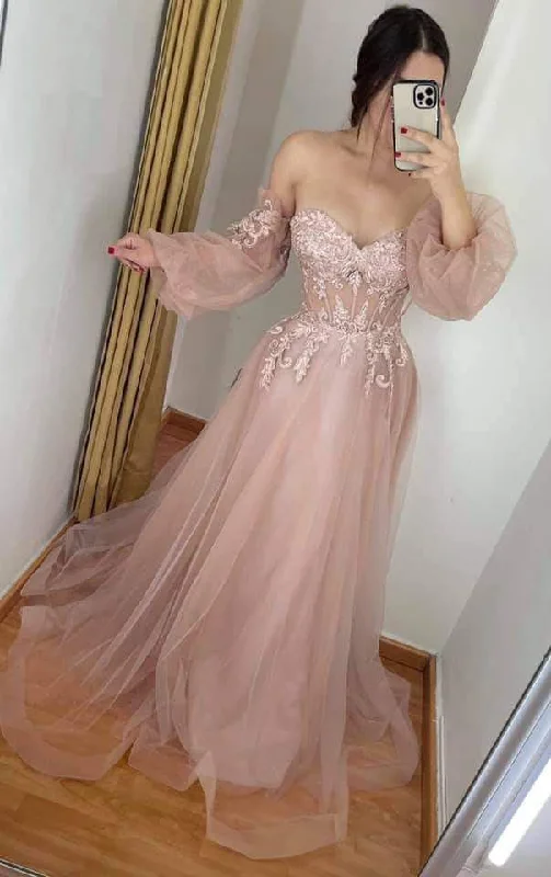 Mid - Week Surprise Strapless Pink Corset Tulle Prom Dress,Evening Gown Y4820