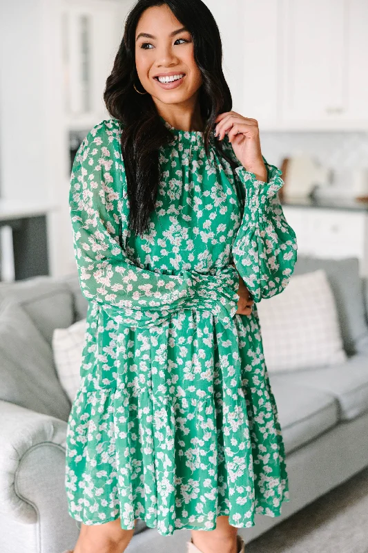 Wardrobe Refresh Send For You Green Ditsy Floral Dress