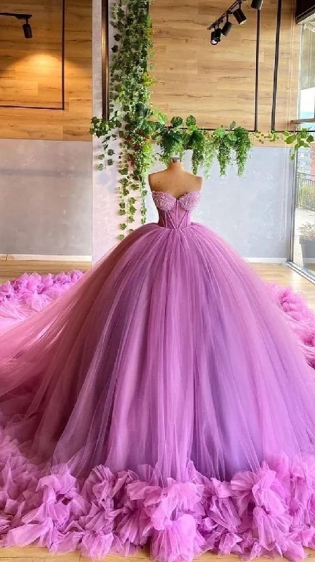 Chic Outfits Sweetheart Neckline Tulle Ball Gown Sweet 16 Dress Y5821