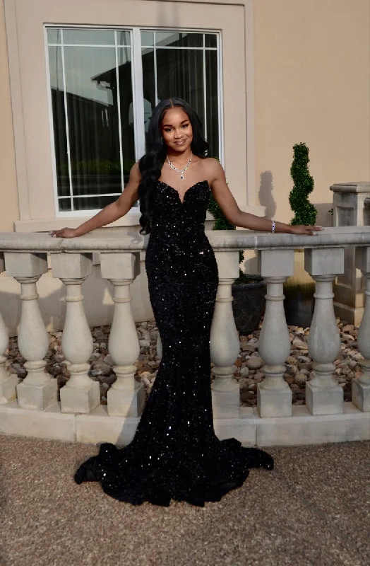 Stylish Looks Sexy Mermaid Glitter Prom Dress Long Evening Gowns Black Women Formal Dresses Y4199