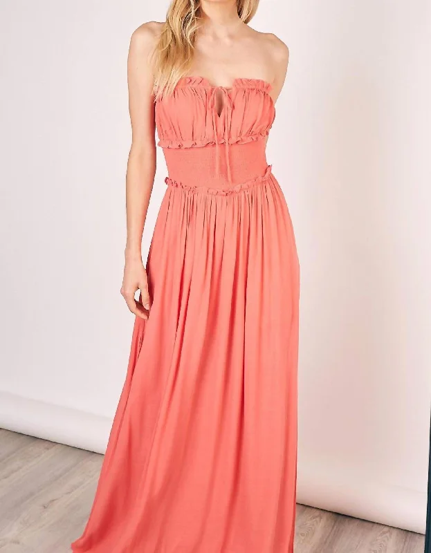 End - Of - Month Blowout Tube Top Maxi Dress in Coral