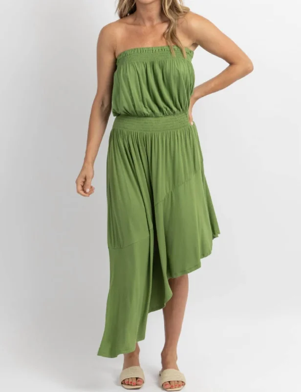 Stylish Looks Willow Ayanna Asymmetric Midi Dress In Green