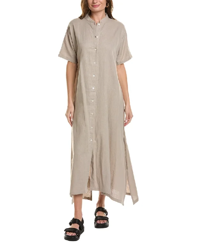 Feminine Soft - Hued Styles SOLE Tunic Linen-Blend Maxi Dress