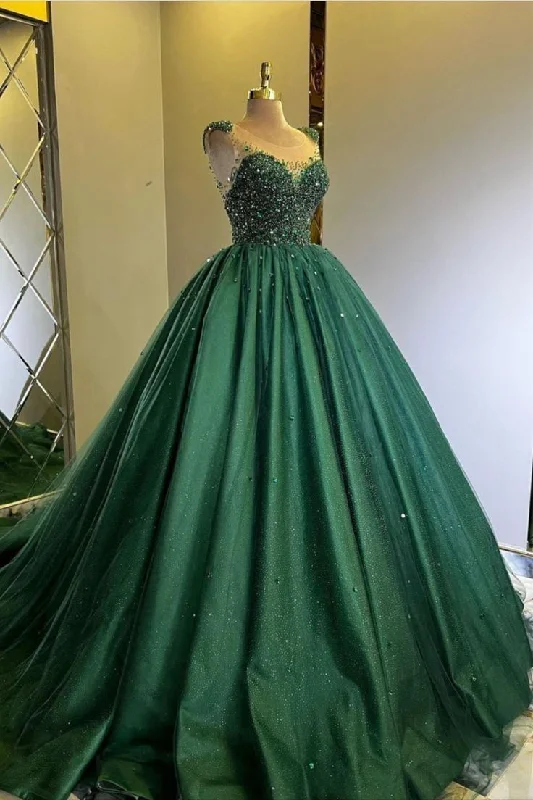 Feminine Soft - Hued Styles Amazing Ball Gown Green Tulle Princess Dress Sweet 15 Dress Y5405