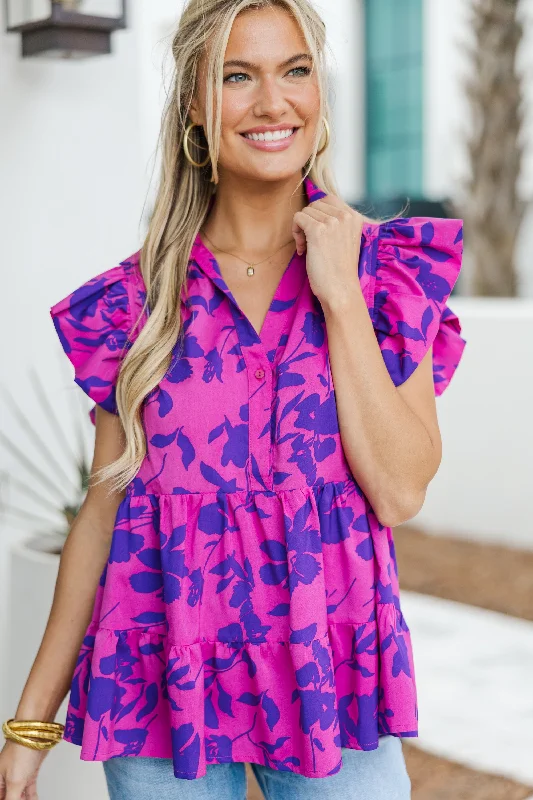 Flash Deals Worth Your While Magenta Purple Floral Top