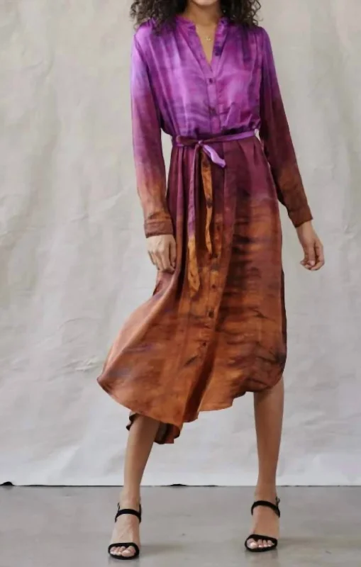 Wardrobe Update Flowy Hem Maxi Dress In Brandy Horizon Dye