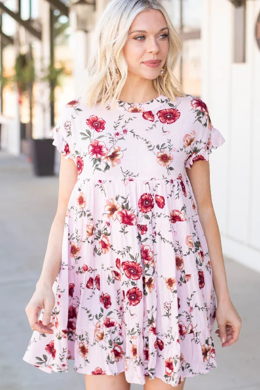 Mid - Week Surprise Never Giving Up Blush Pink Floral Dress