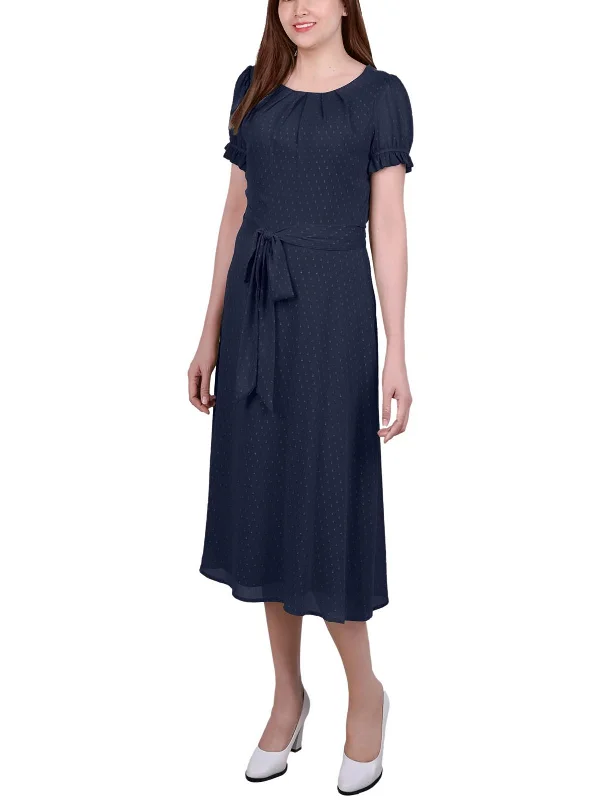 Fashion-Forward Petites Womens Layered Casual Midi Dress