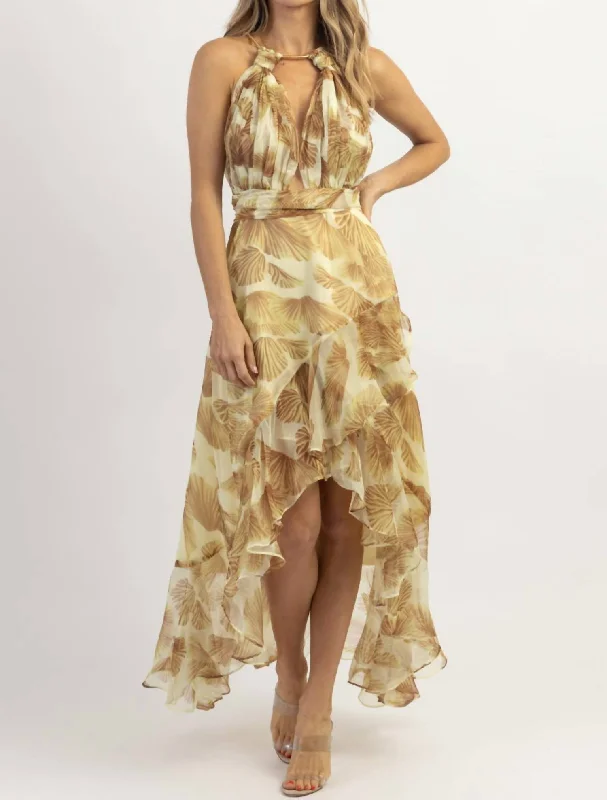 Elegant Style Love Letter To The Sea Midi Dress In Brown