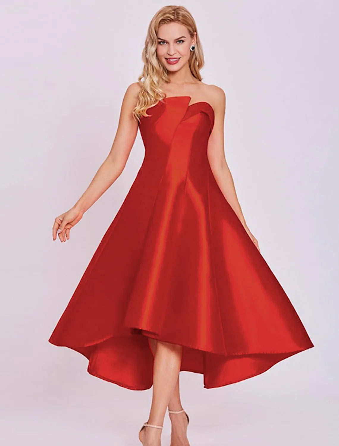 First Order Discount Cocktail Dresses Length Sleeveless Strapless Satin with Sleek