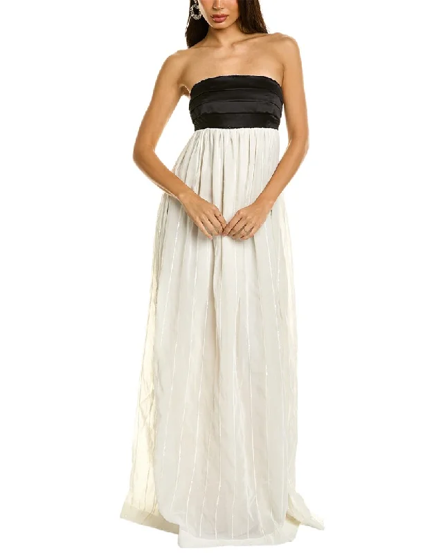 Casual Chic Brunello Cucinelli Strapless Silk-Blend Maxi Dress