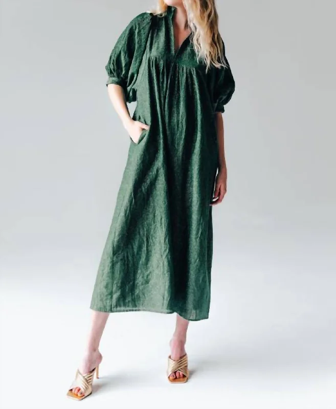 Stylish Looks High Neck Midi Dress In Emerald Sparkle