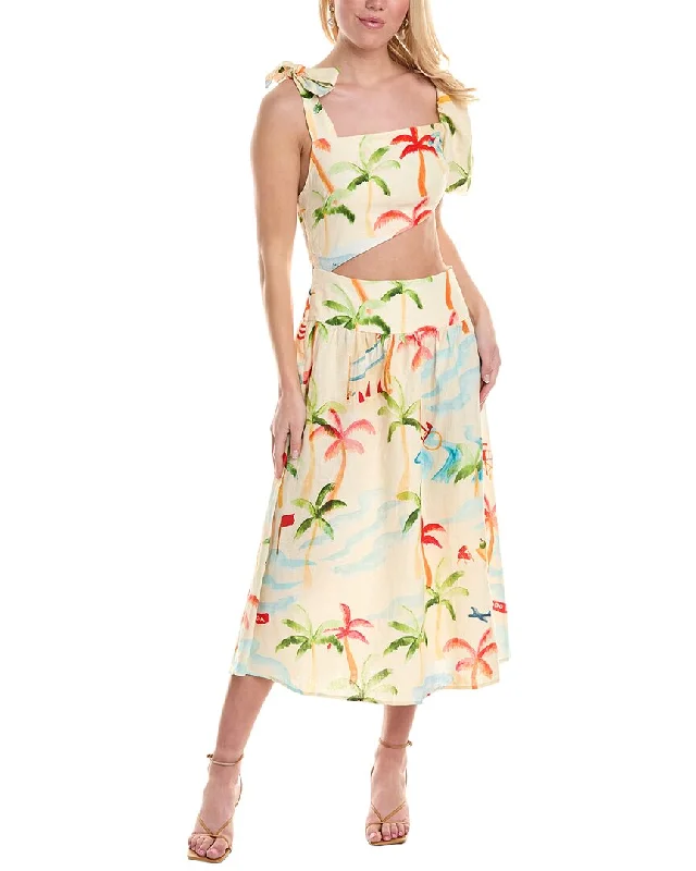 Spring Fling Sale FARM Rio Copacabana Linen-Blend Cutout Midi Dress