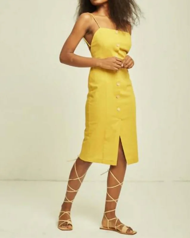 Fashionista Favorites Ariana Midi Dress In Yellow