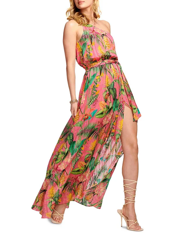 Fashion-Forward Outfits Eliana Womens Silk Blend One Shoulder Maxi Dress