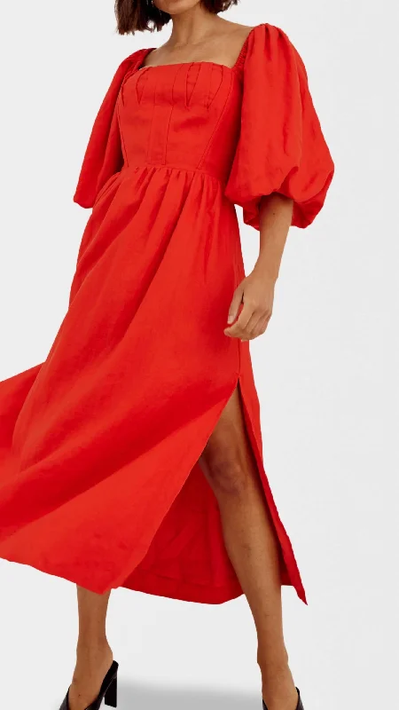 Limited-Time Offer Relish Midi Dress In Solar Red