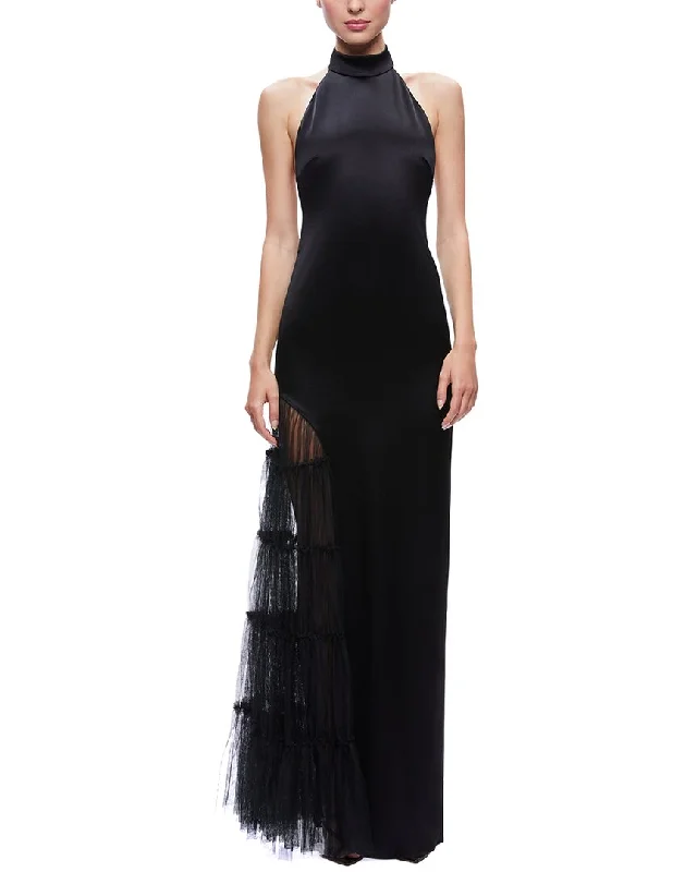 Fashion Sale alice + olivia Ryn Slit Tulle Panel Maxi Dress