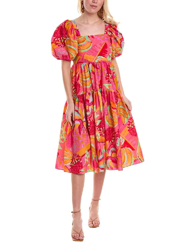 Evening Looks FARM Rio Fruit Brush Tiered Midi Dress