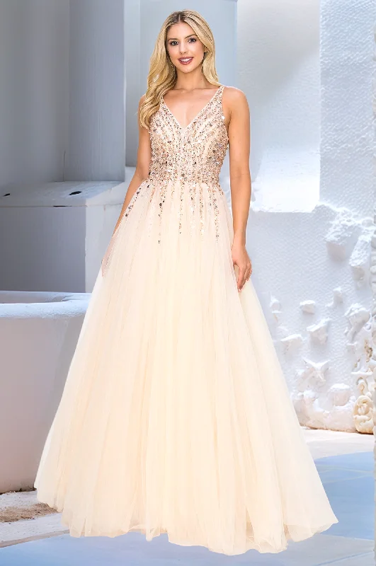 Trend Alert Long Tulle Prom Ball Gown with Sequins 8034J