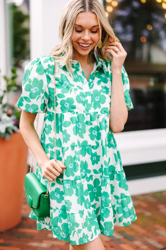 Best-Sellers Look Where You Are Kelly Green Floral Babydoll Dress