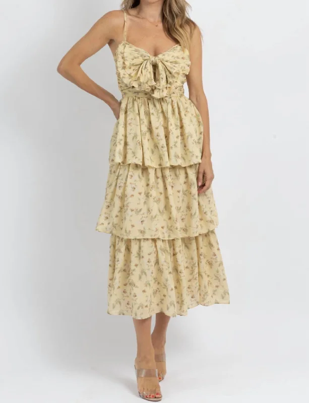 Clearance Event Yours Truly Tiered Midi Dress In Yellow