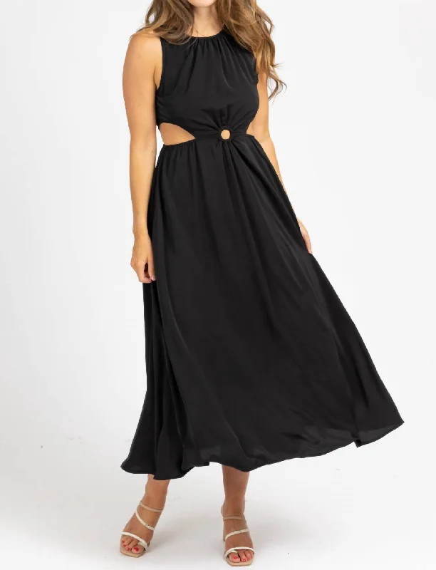 Fashion Sale O-Ring Open Side Midi Dress In Black