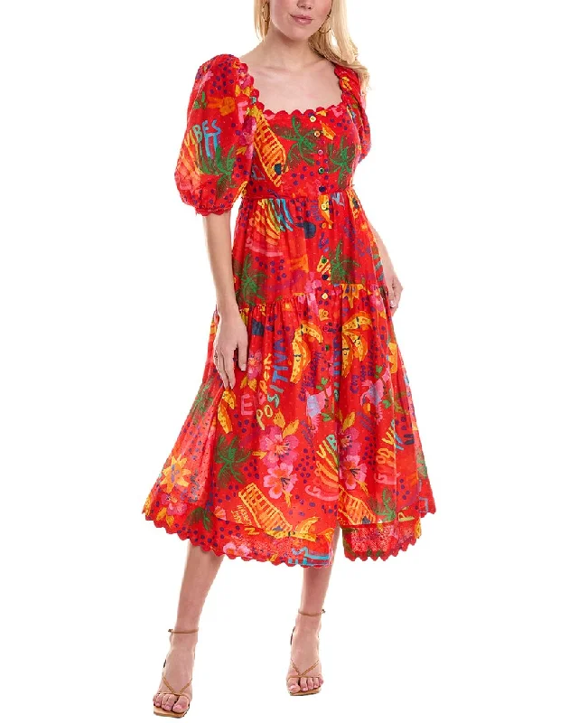 End - Of - Month Blowout FARM Rio Good Vibes Swiss Dot Midi Dress