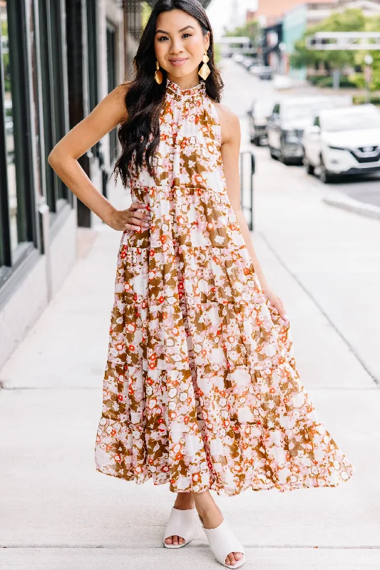 Fashion For Every Occasion Can't Leave You Mauve Pink Floral Midi Dress