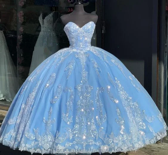 Chic Outfits Princess Sweetheart Quinceanera Dresses Ball Gown Lace-Up Sweet 15 16 Dress Y6071