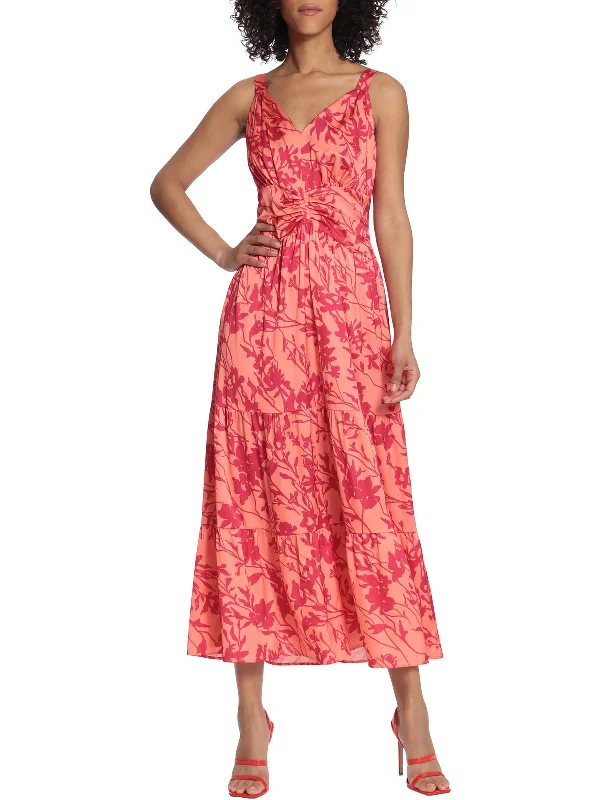 Fashionista Favorites Womens Printed V-Neck Maxi Dress