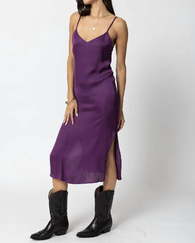 Latest Trends The Silky Slip Midi Dress In Deep Purple