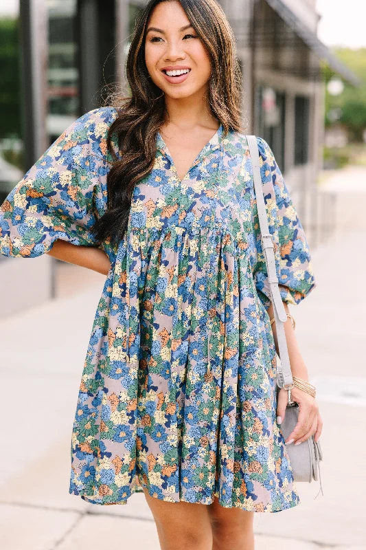 Seasonal Fashion It's All True Blue Floral Dress