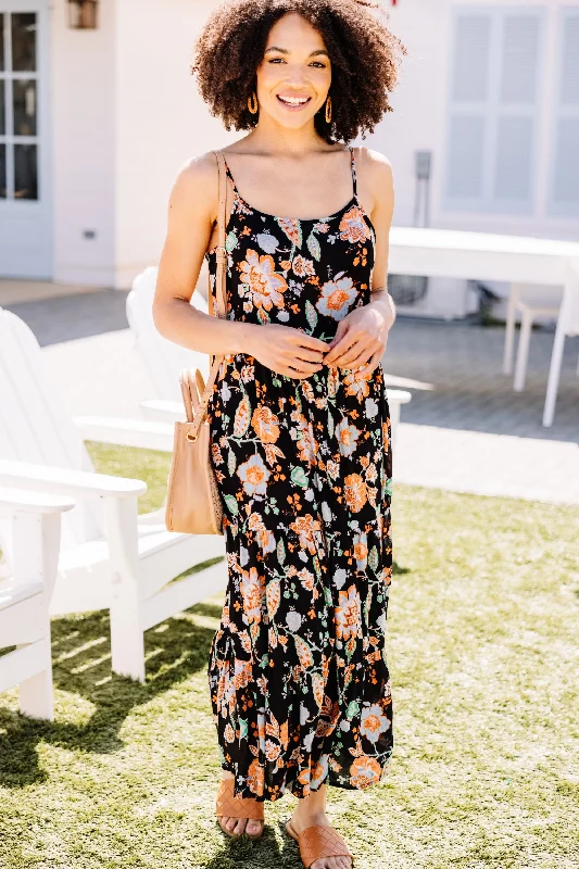 Last Chance Sale Give You My All Black Floral Midi Dress