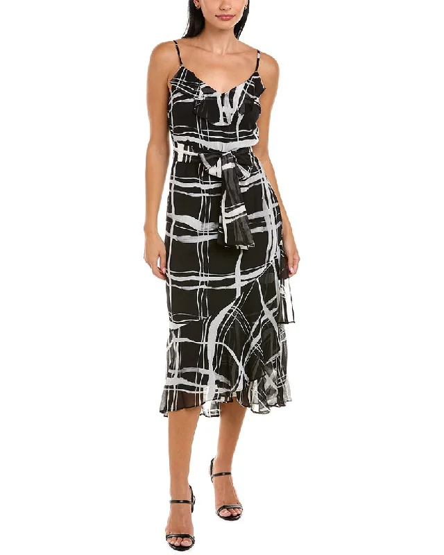 Evening Looks KARL LAGERFELD Crinkle Chiffon Ruffle Maxi Dress