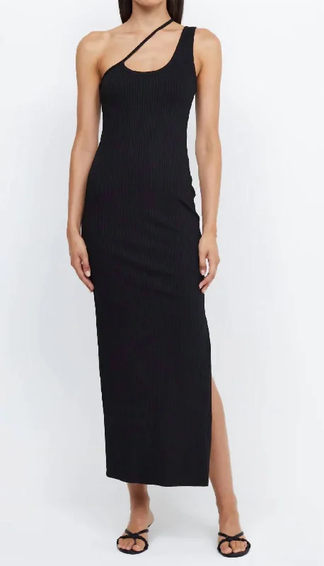 Seasonal Sale Anastasia Asymmetrical Maxi Dress In Black