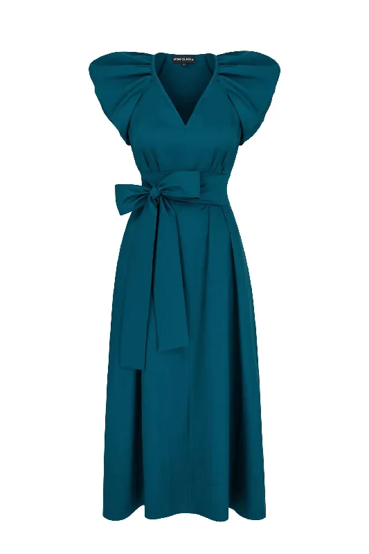 Early Access To Art Deco Styles Sale Holly Midi Dress In Petrol