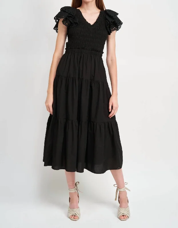 Fashion Sale Alana Smocked Midi Dress In Black