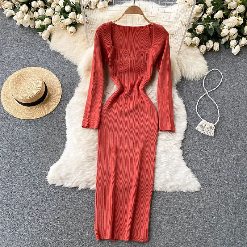 Fashion Deal Fashionable Long Sleeve Knit Dress     S284