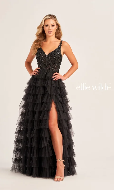 Hot Styles Tiered Ellie Wilde EW35059 Designer Ball Gown