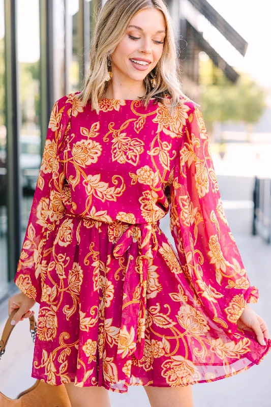 Trendy Styles Can't Forget You Berry Red Floral Dress