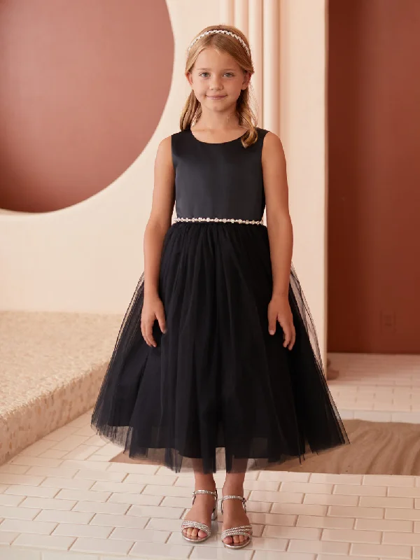 Exclusive Sale Satin Bodice with Tulle Flowers Girl Dress by TIPTOP KIDS - AS5872