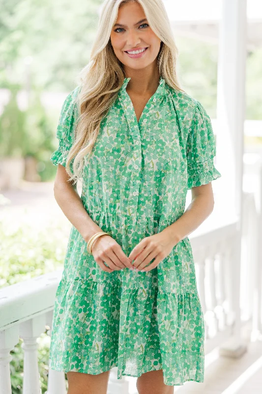 Day-To-Night Styles You've Got A Crush Green Floral Dress