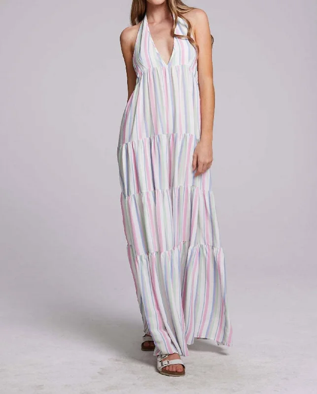 Beat The Heat In Tropical Styles Milano Positano Stripe Maxi Dress In Multi