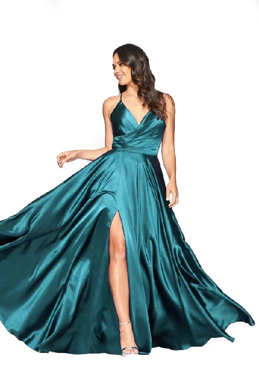 Clearance Event 10 - ssb turquoise faux wrap satin gown