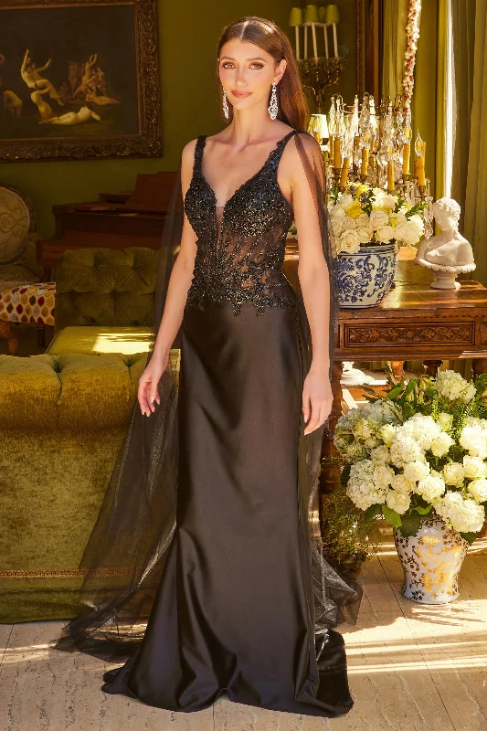 Cool Prices Embroidery V-Neckline Satin Women Formal Dress by GLS by Gloria - GL3615 - Special Occasion/Curves